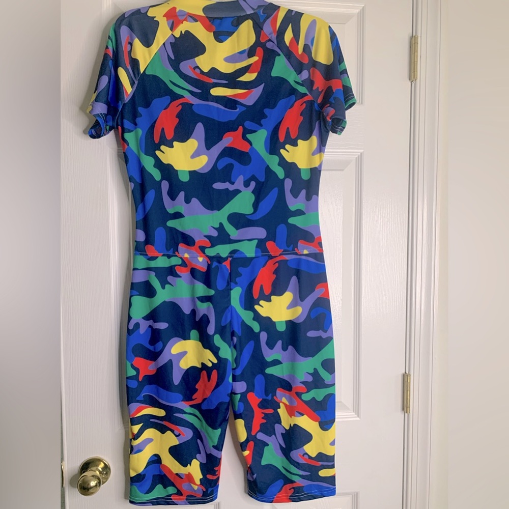 Ladies multi-colored biker/short jumper